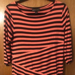 Dana Bachman 3/4 sleeve Coral/Black Blouse Size Large